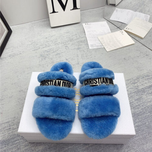 High Quality Luxury Dior Logo Wool Slippers – Style 22662 product detail
