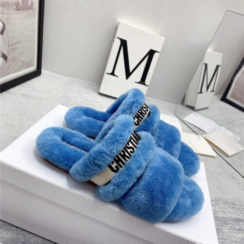 High Quality Luxury Dior Logo Wool Slippers – Style 22662