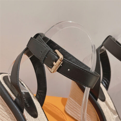 High Quality Luxury Louis Vuitton Straw Wedge Sandals – Style 30275 product detail