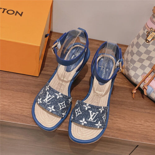 High Quality Luxury Louis Vuitton Straw Wedge Sandals – Style 21251 product detail