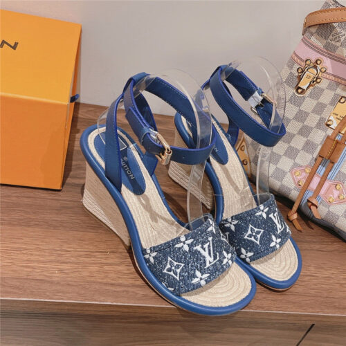 High Quality Luxury Louis Vuitton Straw Wedge Sandals – Style 21251