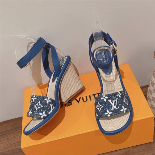 High Quality Luxury Louis Vuitton Straw Wedge Sandals – Style 21251 product detail