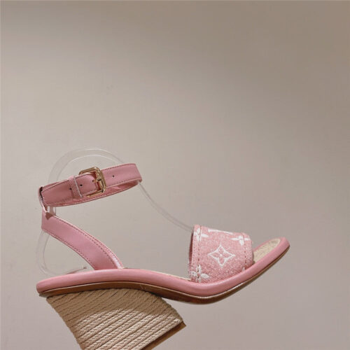 High Quality Luxury Louis Vuitton Straw Wedge Sandals product detail