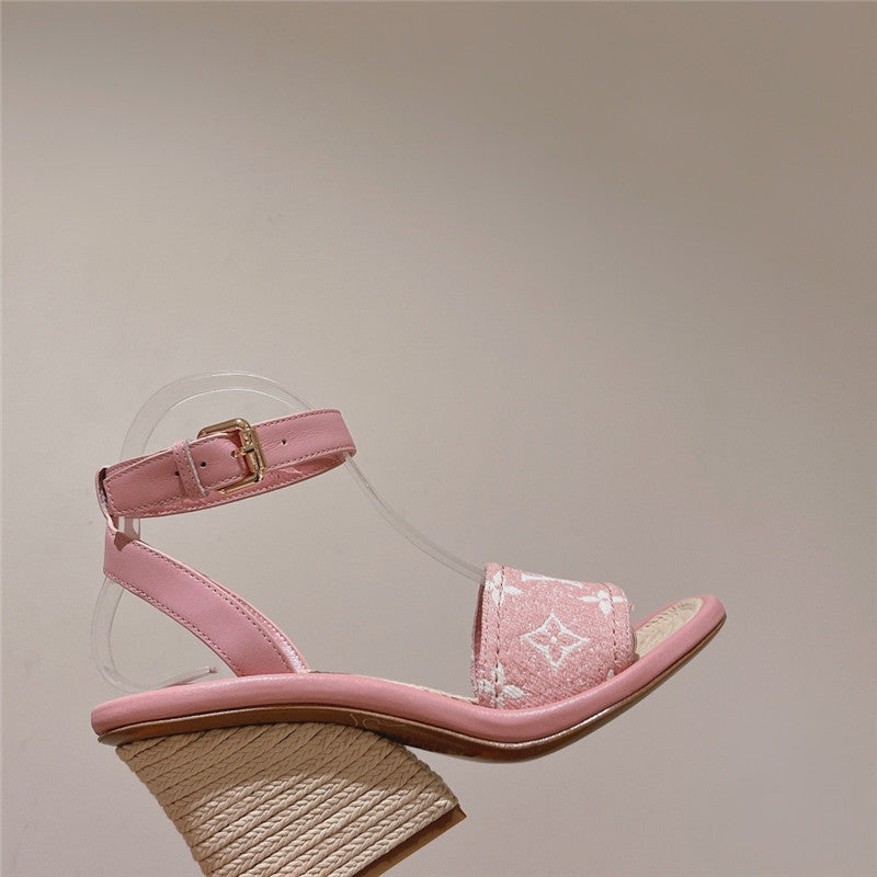 High Quality Luxury Louis Vuitton Straw Wedge Sandals product detail