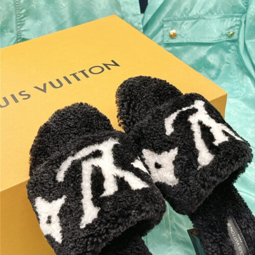 High Quality Luxury Louis Vuitton Chunky Heel Wool Slippers product detail