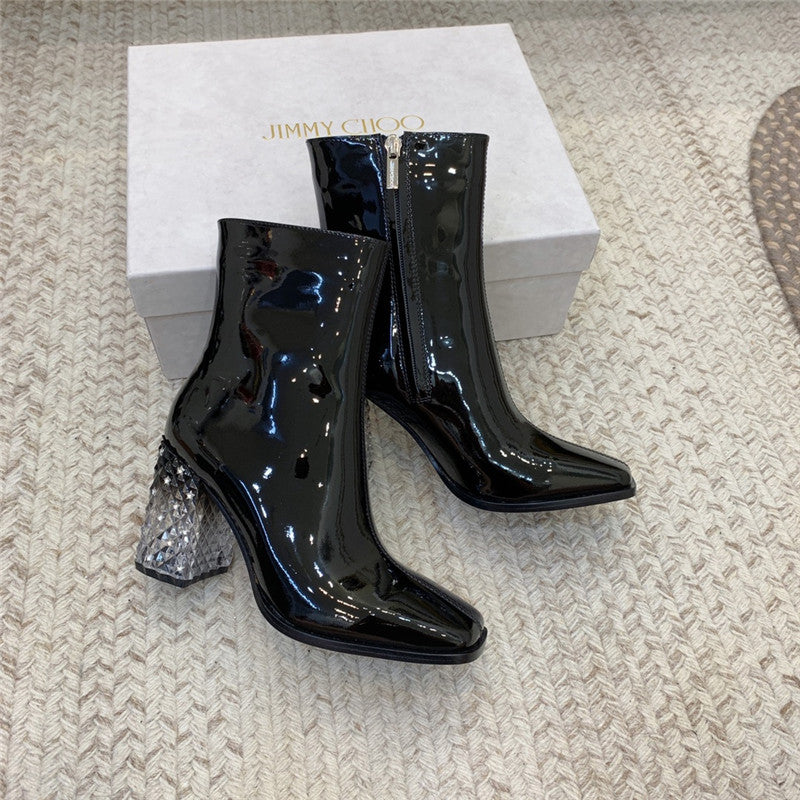 High Quality Luxury Jimmy Choo Classic Crystal Chunky Ankle Boots – Style 36439 product detail