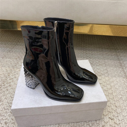 High Quality Luxury Jimmy Choo Classic Crystal Chunky Ankle Boots – Style 36439