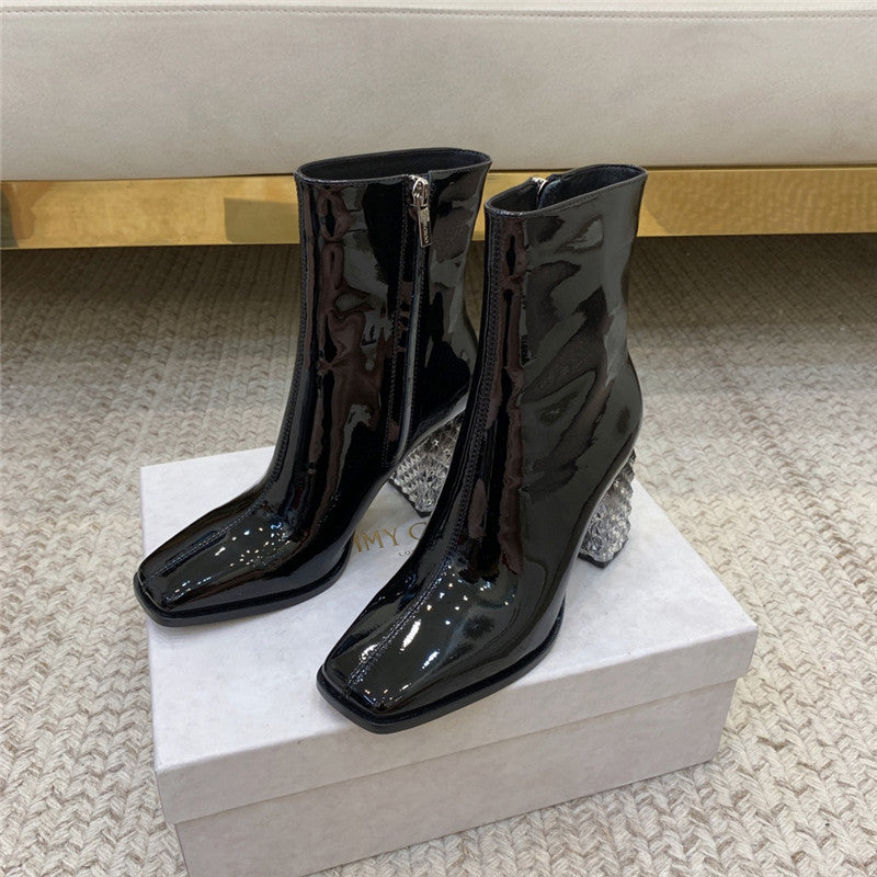 High Quality Luxury Jimmy Choo Classic Crystal Chunky Ankle Boots – Style 36439 product detail