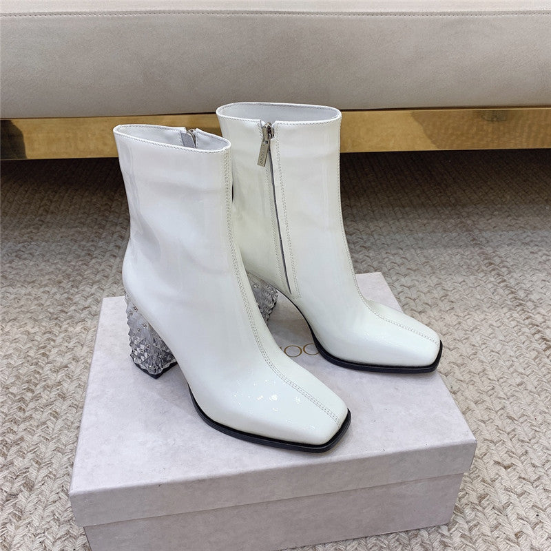 High Quality Luxury Jimmy Choo Classic Crystal Chunky Ankle Boots – Style 72599