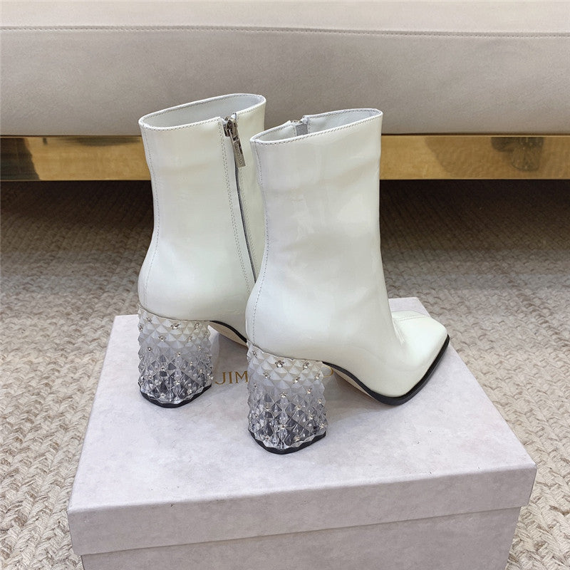 High Quality Luxury Jimmy Choo Classic Crystal Chunky Ankle Boots – Style 72599 product detail