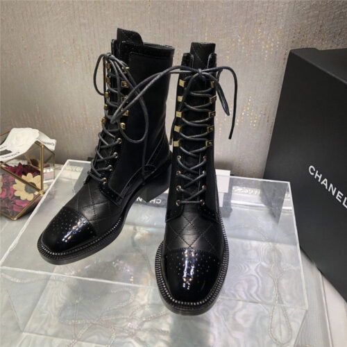 High Quality Luxury Chanel Lace Up Martin Boots – Style 68742 alternate view