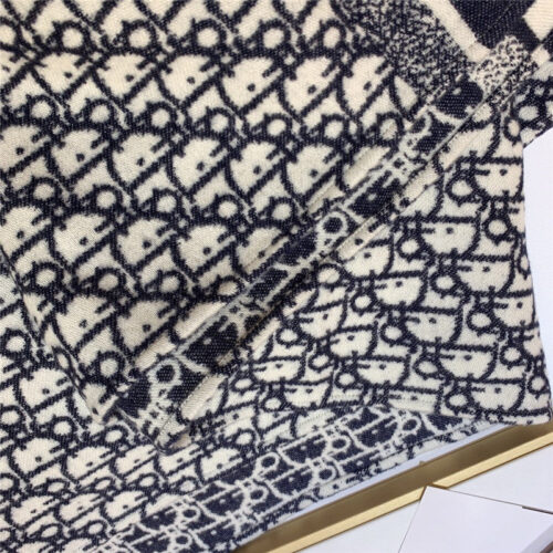 High Quality Luxury Dior Blue Cashmere Oblique Print Cape Shawl product detail