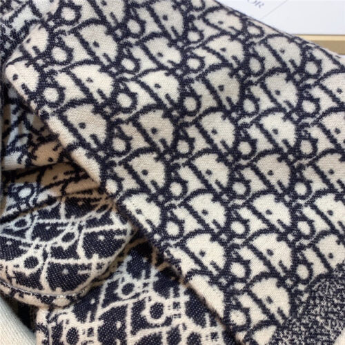 High Quality Luxury Dior Blue Cashmere Oblique Print Cape Shawl product detail