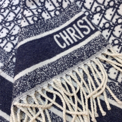 High Quality Luxury Dior Blue Cashmere Oblique Print Cape Shawl product detail