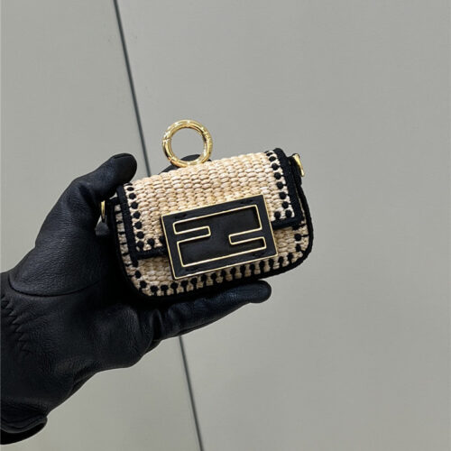 High Quality Luxury Fendi Nano Baguette Raffia Charm Mini Bag product detail