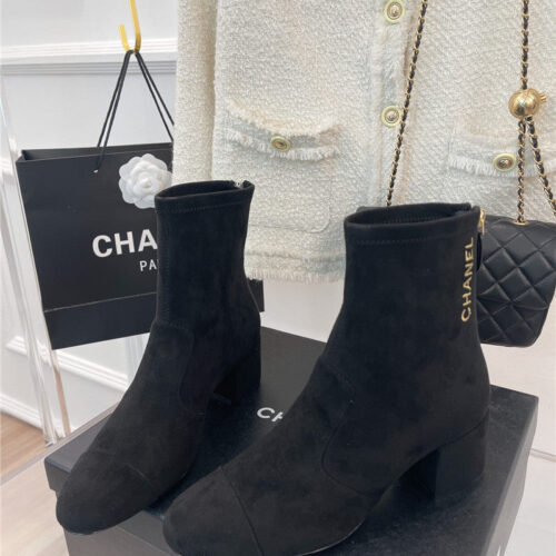 High Quality Luxury Chanel Classic Chunky Heel Stretch Ankle Boots – Style 48326 alternate view