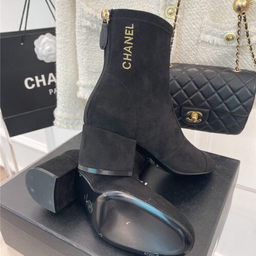 High Quality Luxury Chanel Classic Chunky Heel Stretch Ankle Boots – Style 48326 product detail