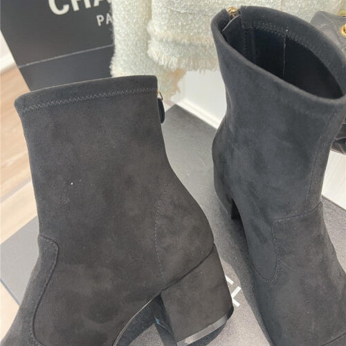 High Quality Luxury Chanel Classic Chunky Heel Stretch Ankle Boots – Style 48326 product detail