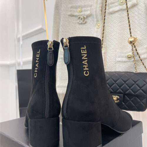 High Quality Luxury Chanel Classic Chunky Heel Stretch Ankle Boots – Style 48326 product detail