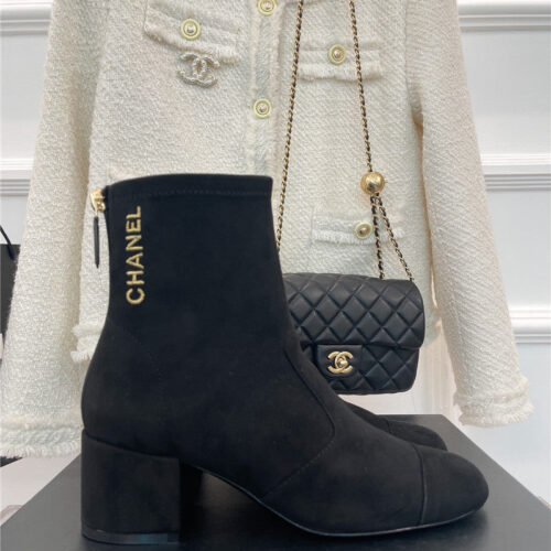 High Quality Luxury Chanel Classic Chunky Heel Stretch Ankle Boots – Style 48326 product detail