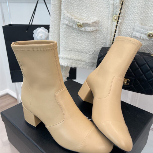 High Quality Luxury Chanel Classic Chunky Heel Stretch Ankle Boots – Style 84486