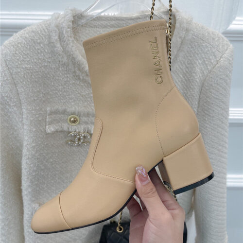 High Quality Luxury Chanel Classic Chunky Heel Stretch Ankle Boots – Style 84486 product detail
