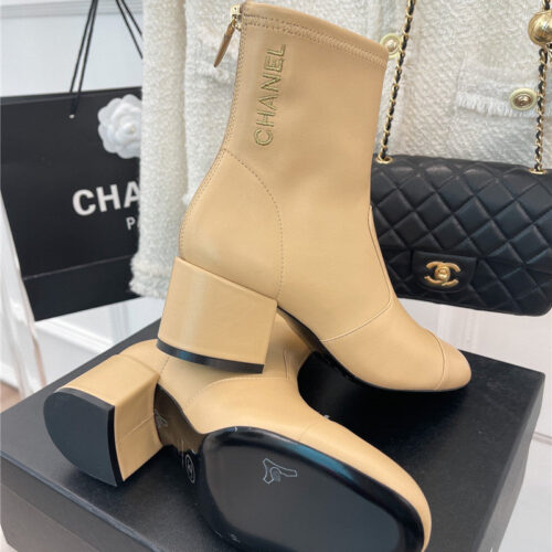 High Quality Luxury Chanel Classic Chunky Heel Stretch Ankle Boots – Style 84486 product detail