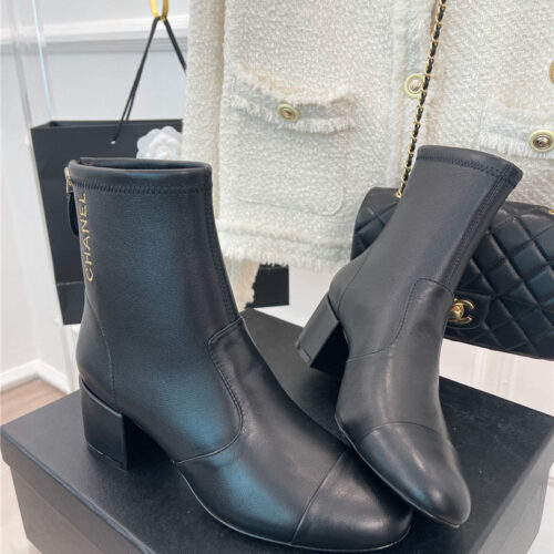 High Quality Luxury Chanel Classic Chunky Heel Stretch Ankle Boots alternate view