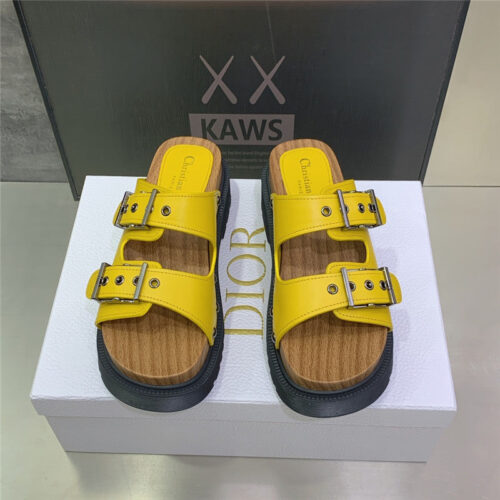 High Quality Luxury Dior Platform Studs Cd Letter Logo Belt Buckle Slippers alternate view