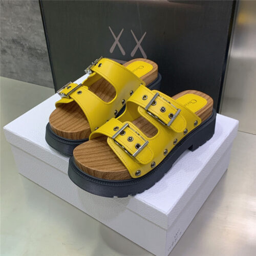 High Quality Luxury Dior Platform Studs Cd Letter Logo Belt Buckle Slippers product detail