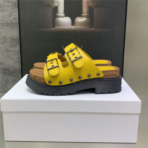 High Quality Luxury Dior Platform Studs Cd Letter Logo Belt Buckle Slippers product detail