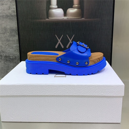 High Quality Luxury Dior Platform Studs Cd Letter Logo Belt Buckle Slippers – Style 81190 product detail