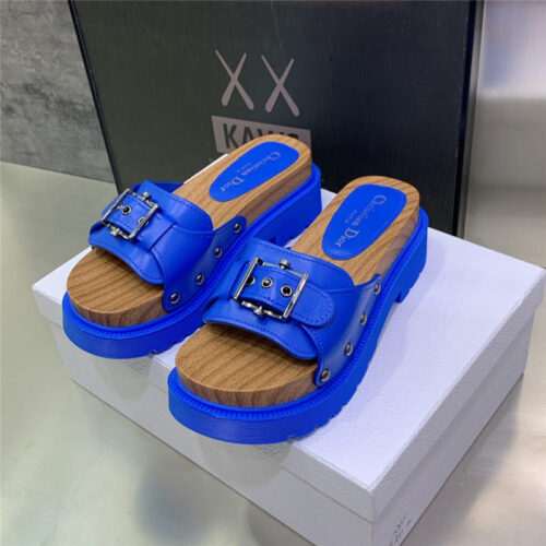 High Quality Luxury Dior Platform Studs Cd Letter Logo Belt Buckle Slippers – Style 81190 alternate view