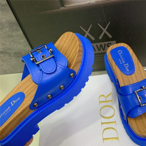 High Quality Luxury Dior Platform Studs Cd Letter Logo Belt Buckle Slippers – Style 81190 product detail