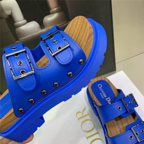 High Quality Luxury Dior Platform Studs Cd Letter Logo Belt Buckle Slippers – Style 87974 product detail
