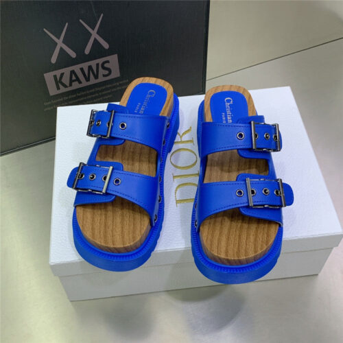 High Quality Luxury Dior Platform Studs Cd Letter Logo Belt Buckle Slippers – Style 87974 alternate view