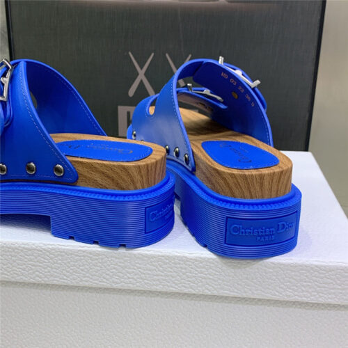 High Quality Luxury Dior Platform Studs Cd Letter Logo Belt Buckle Slippers – Style 87974 product detail
