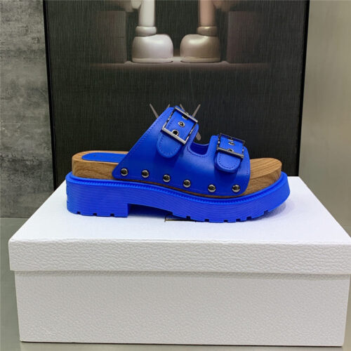 High Quality Luxury Dior Platform Studs Cd Letter Logo Belt Buckle Slippers – Style 87974 product detail