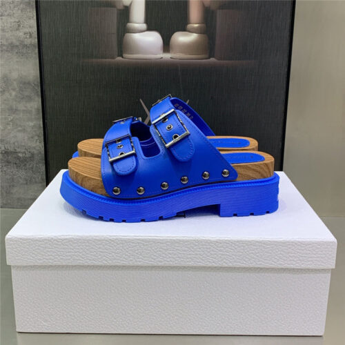 High Quality Luxury Dior Platform Studs Cd Letter Logo Belt Buckle Slippers – Style 87974 product detail