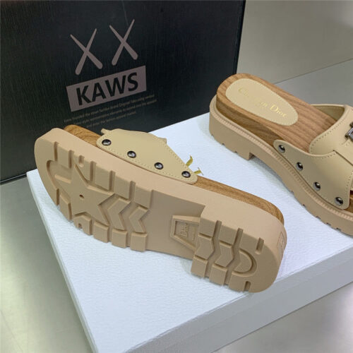 High Quality Luxury Dior Platform Studs Cd Letter Logo Belt Buckle Slippers – Style 68774 product detail