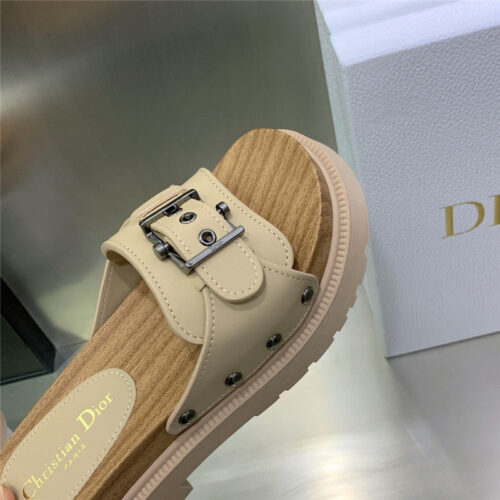 High Quality Luxury Dior Platform Studs Cd Letter Logo Belt Buckle Slippers – Style 68774 product detail