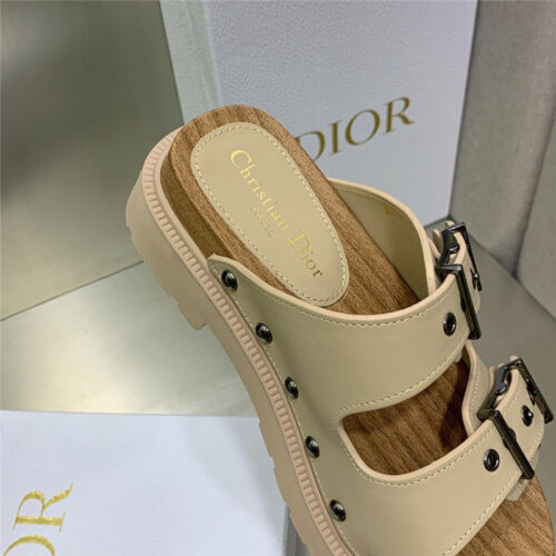 High Quality Luxury Dior Platform Studs Cd Letter Logo Belt Buckle Slippers – Style 85734 product detail