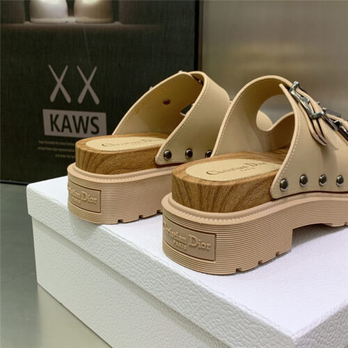 High Quality Luxury Dior Platform Studs Cd Letter Logo Belt Buckle Slippers – Style 85734 product detail