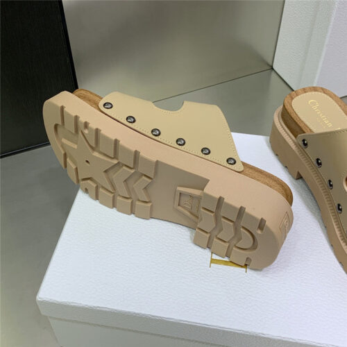 High Quality Luxury Dior Platform Studs Cd Letter Logo Belt Buckle Slippers – Style 85734 product detail