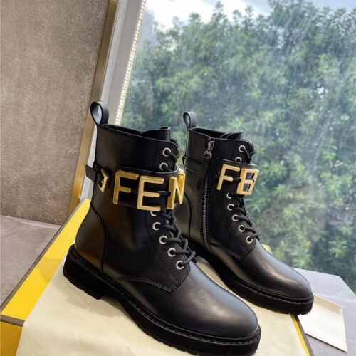 High Quality Luxury Fendi Logo Martin Boots
