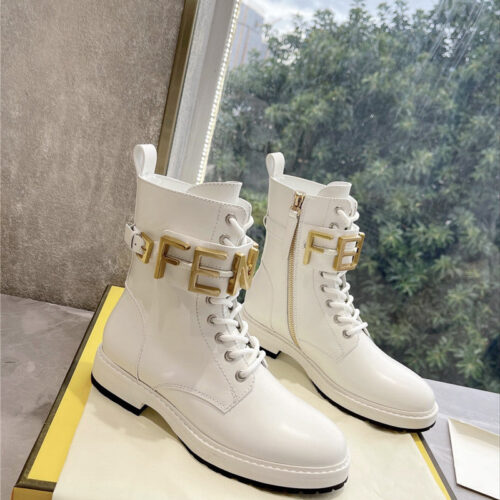 High Quality Luxury Fendi Logo Martin Boots Womens