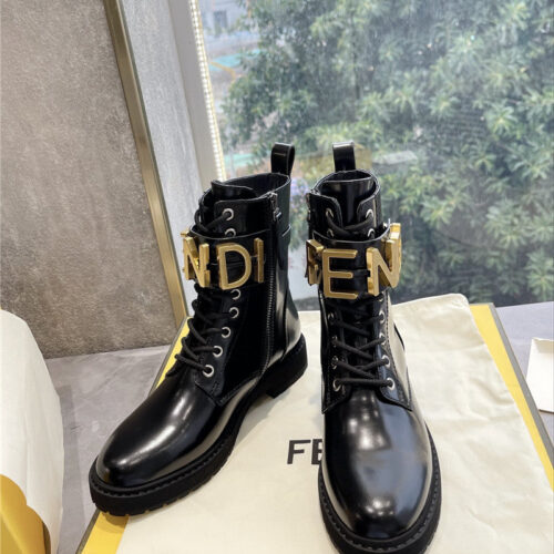 High Quality Luxury Fendi Logo Martin Boots Womens – Style 63891 alternate view