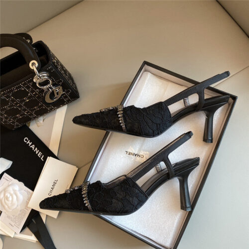 High Quality Luxury Chanel New Medieval Series Lace High Heels – Style 45670 alternate view