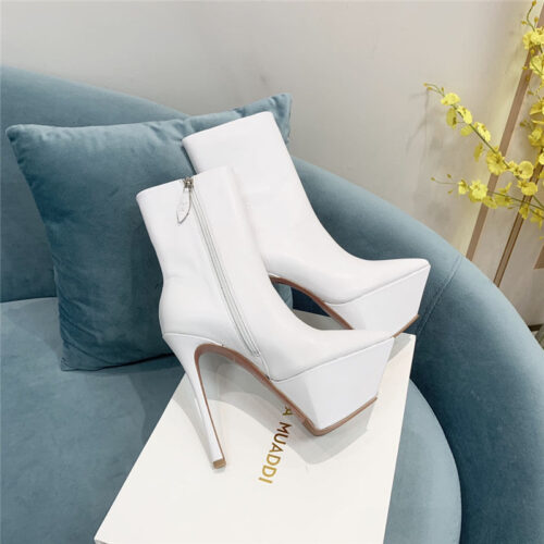 High Quality Luxury Amina Muaddi Pointed Toe Heeled Booties – Style 59075 product detail