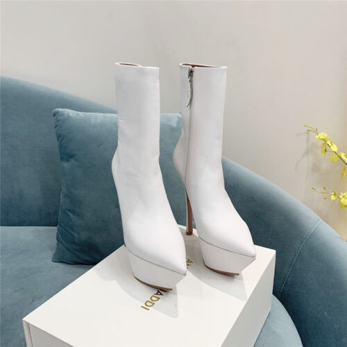 High Quality Luxury Amina Muaddi Pointed Toe Heeled Booties – Style 59075 alternate view